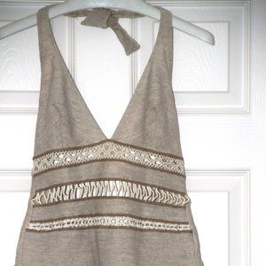 LA PERLA Halter Linen Blend Macrame Swimsuit Bodysuit Beach Pool Party Size IT48